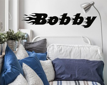 Flaming Boys Name Decal